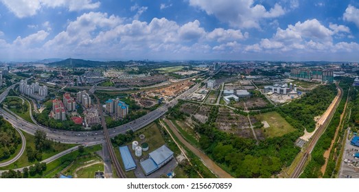 Aerial Panorama Cityscape Of Kuala Lumpur,Malaysia(Sri Petaling). Drone Shot. Kuala Lumpur–Seremban Expressway, SBE Highway. Kuyoh River. MRT Sungai Besi Station. Day View