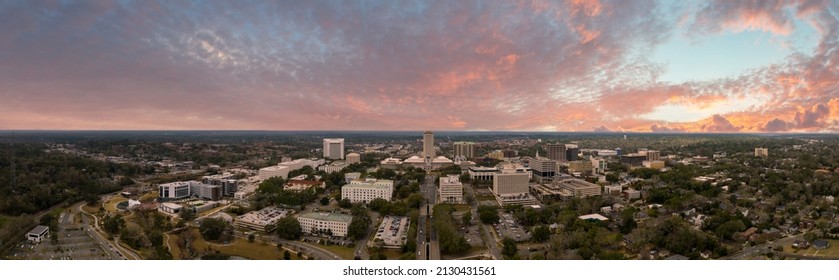 Aerial panorama Florida State Capitol Building Downtown Tallahassee