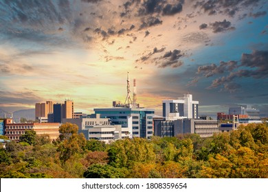 Aerial panorama of Gaborone city the capital of Botswana
