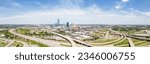 Aerial panorama highways to Oklahoma City OK circa 2023
