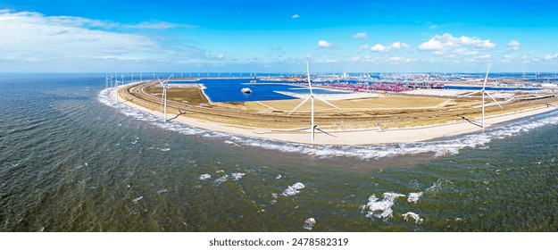 Aerial panorama from industry in Rotterdam harbor in the Netherlands - Powered by Shutterstock