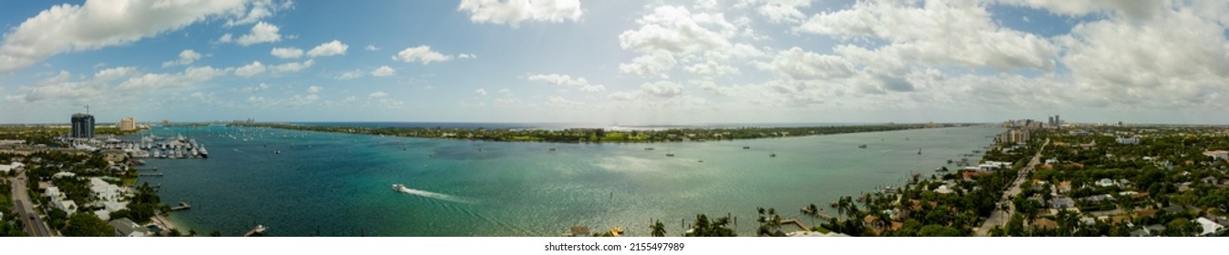 Aerial Panorama Intracoastal Waterway West Palm Beach FL