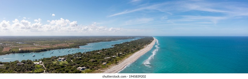 Aerial Panorama Jupiter Beach FL