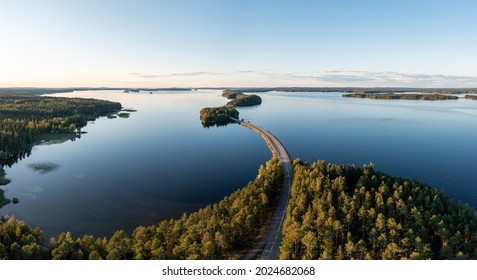 Aerial Panorama Of Päijänne Lake In Summer In Pulkkilanharju, Finland.