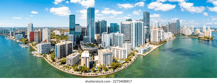 Aerial panorama of Miami, Florida. Miami is a majority-minority city and a major center and leader in finance, commerce, culture, arts, and international trade. - Powered by Shutterstock