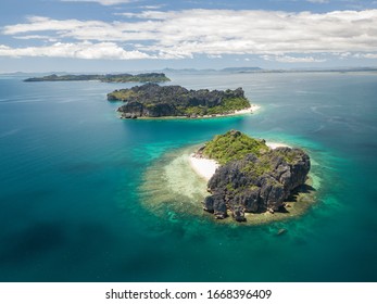 aerial panorama of nosy hara national parc/ aerial drone panorama of uninhabited pristine islands and beaches - Shutterstock ID 1668396409