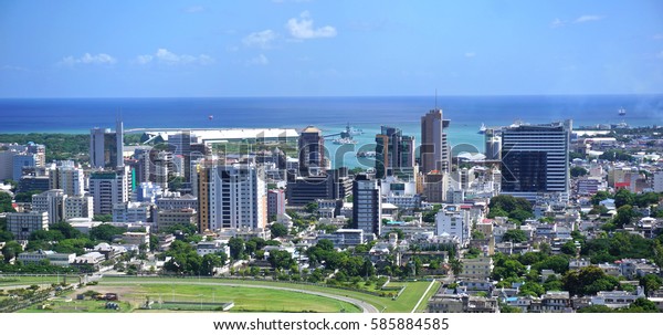 Aerial Panorama Port Louis Mauritius Skyline Stock Photo Edit Now