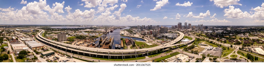 Aerial Panorama Port Of Tampa FL USA