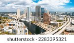 Aerial panorama of Tampa, Florida skyline. Tampa is a city on the Gulf Coast of the U.S. state of Florida.