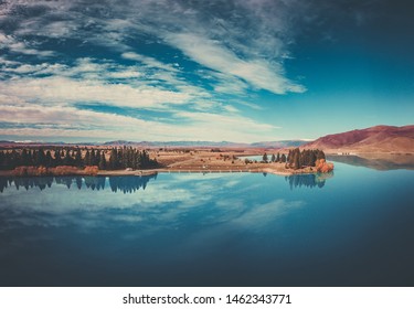 Aerial Panorama View Of Lake Pukaki In New Zealand