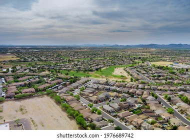 Aerial Panorama View In The Sleeping Area With The Road Over Avondale Small Town In AZ USA