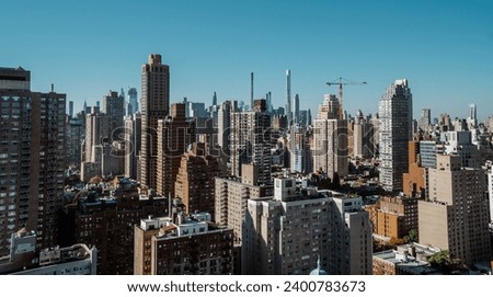 Aerial panorama view of the Upper East Side in New York City 