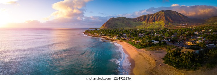 Luftbild der Westküste von Oahu, Bereich von Papaoneone Strand. Hawaii, USA