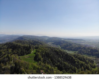 Aerial panorama of Zurich Lake from mountain Uetliberg in canton Zurich, Switzerland - Shutterstock ID 1388529638