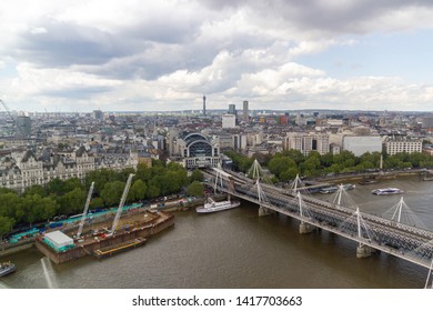 Aerial panoramic cityscape view of London and the River Thames, England, United Kingdom