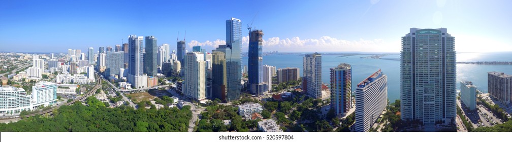 Aerial Panoramic Image Of Brickell Miami FL