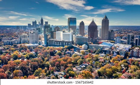 Aerial Panoramic photo of downtown Atlanta Skyline - Shutterstock ID 1567165642
