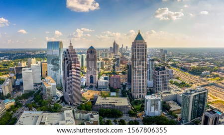 Aerial Panoramic picture of downtown Atlanta Skyline