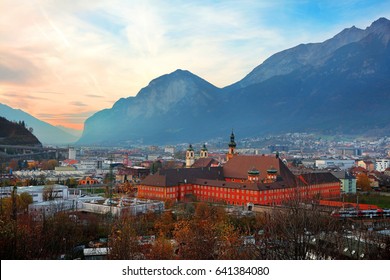 aerial panoramic scene of Innsbruck in autumn - Shutterstock ID 641384080