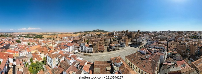 Aerial Panoramic View Of Cáceres City, Spain.