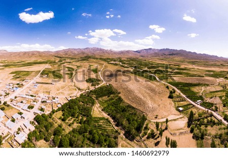 Aerial panoramic view of Lalehzar Dam, Kerman, IRAN