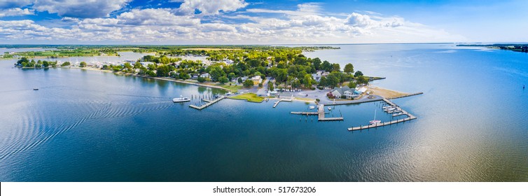 Aerial Panoramic View Of Oxford Maryland