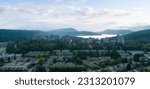 Aerial Panoramic View of Residential Homes in Port Moody. Greater Vancouver, BC, Canada.