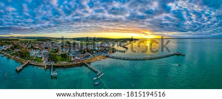 Aerial panoramic view of Yarmouth on the isle of Wight, UK