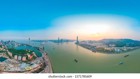 Aerial Panoramic Views Of Zhuhai, China, And The Great Bay Area Of Macau