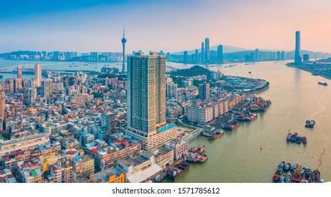 Aerial Panoramic Views Of Zhuhai, China, And The Great Bay Area Of Macau