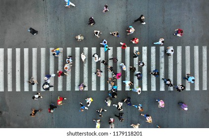 Aerial. Pedestrian Crosswalk. View Above.