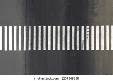 Aerial. Pedestrian Crosswalk Zebra With No Pedestrians. Top View.