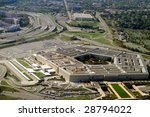 Aerial of the Pentagon, the Department of Defense headquarters in Arlington, Virginia, near Washington DC