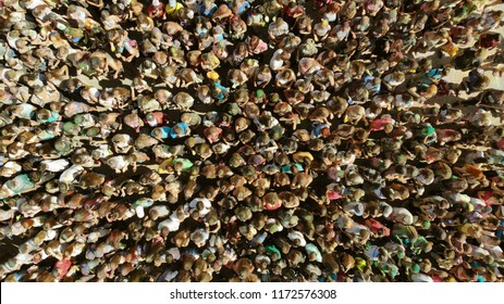 Aerial. People crowd background texture. 