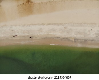 Aerial Perspective Of Waves And Beach Along Teluk Cempedak Kuantan, Pahang