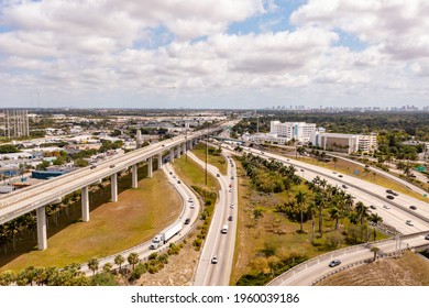 Aerial Photo Above The Golden Glades Interchange Highway Merge Lanes With Flyover