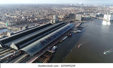 Aerial Photo Of Amsterdam Train Station