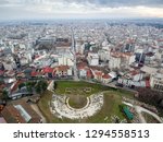 Aerial photo of the ancient theater of Larissa, and part of the city.