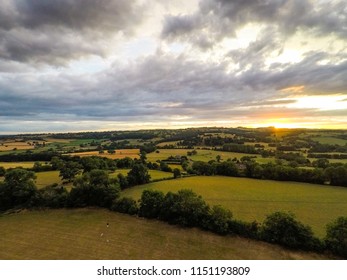 An Aerial Photo Of Ashbourne At Sunrise, Sunset At A Campsite In The Derbyshire Peak District National Park