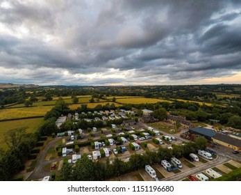 An Aerial Photo Of Ashbourne At Sunrise, Sunset At A Campsite In The Derbyshire Peak District National Park