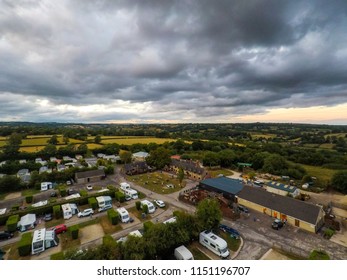 An Aerial Photo Of Ashbourne At Sunrise, Sunset At A Campsite In The Derbyshire Peak District National Park