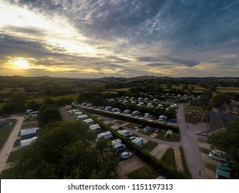 An Aerial Photo Of Ashbourne At Sunrise, Sunset At A Campsite In The Derbyshire Peak District National Park