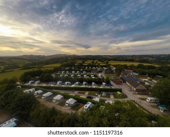 An Aerial Photo Of Ashbourne At Sunrise, Sunset At A Campsite In The Derbyshire Peak District National Park