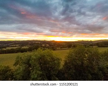 An Aerial Photo Of Ashbourne At Sunset, In The Derbyshire Peak District National Park