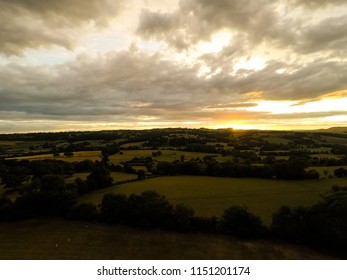 An Aerial Photo Of Ashbourne At Sunset, In The Derbyshire Peak District National Park