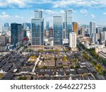 Aerial photo of autumn scenery of Daci Temple in Taikoo Li Chengdu Sichuan