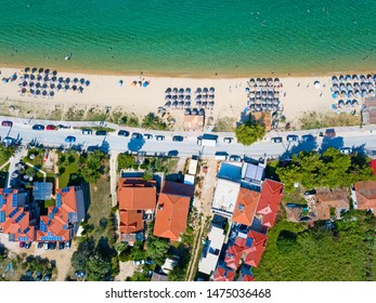 Aerial photo of the beautiful beach on Sitonia, Chalkidiki region, Greece - Shutterstock ID 1475036468