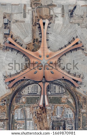 Aerial photo of Beijing daxing international airport