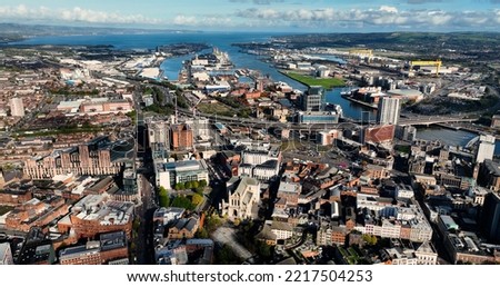 Aerial photo of Belfast City Cityscape Northern Ireland