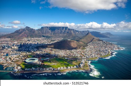 Aerial photo of Cape Town South Africa, overlooking Table Mountain and Lions Head - Shutterstock ID 513521746